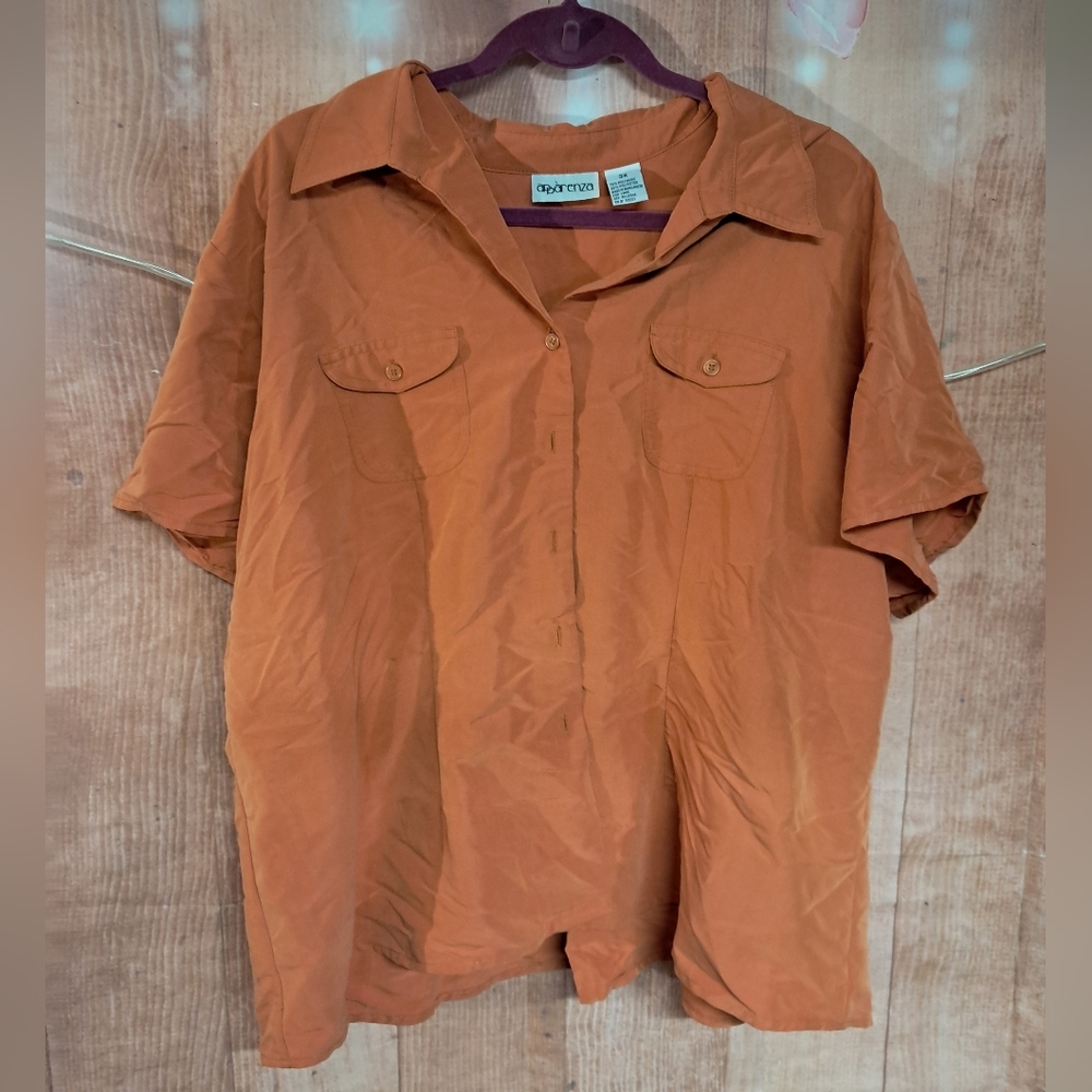 Vintage apparenza button down orange blouse size 3X